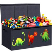 Toy Chest For Boys, Toy Boxes For Kids Extra Large, Toy Box For Boys Girls, Collapsible Sturdy Kids Toy Storage Organizer Boxes Bins Baskets For Nursery, Playroom, Bedroom, Closet (Dinosaur Pattern)