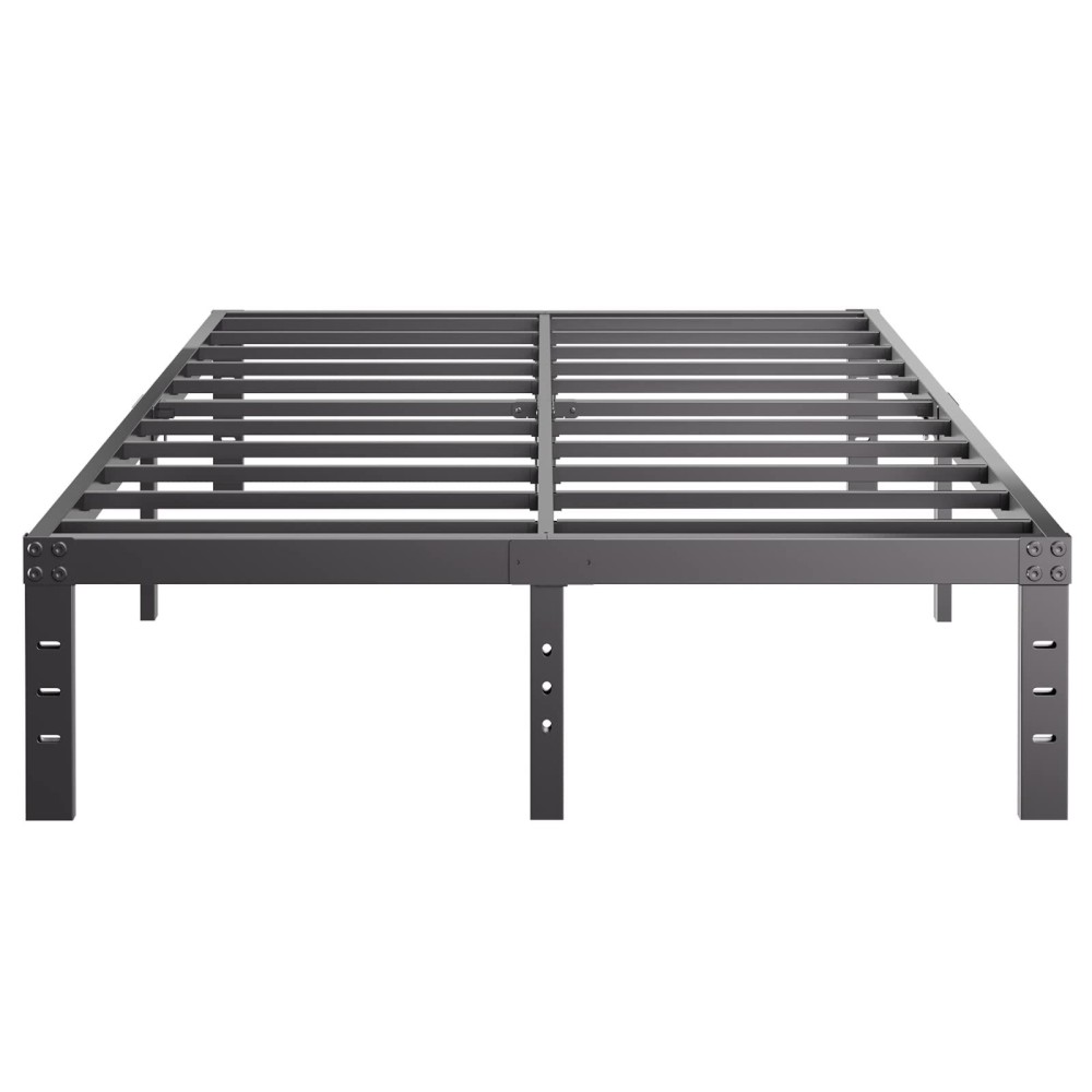 Comasach Queen-Size Metal Bed-Frame No Box-Spring Needed,12-Inch Noise Free Black Platform-Bed Base, Easy Assembly,Heavy Duty Steel Slat Support Non Slip Mattress Foundation