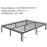 Comasach Queen-Size Metal Bed-Frame No Box-Spring Needed,12-Inch Noise Free Black Platform-Bed Base, Easy Assembly,Heavy Duty Steel Slat Support Non Slip Mattress Foundation