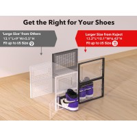 Kuject Xlarge Shoe Storage Boxes Organizers Clear Plastic Stackable 12 Pack Shoe Rack Holder Substitute Sneaker Containers