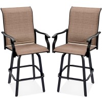 Best Choice Products Set Of 2 Swivel Barstools Bar Height Outdoor Chairs 360 Rotating Patio Bar Stools Wallweather Mesh 300