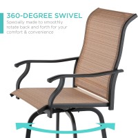 Best Choice Products Set Of 2 Swivel Barstools Bar Height Outdoor Chairs 360 Rotating Patio Bar Stools Wallweather Mesh 300