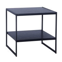 Household Essentials Black Oak Square Side Table With Shelf