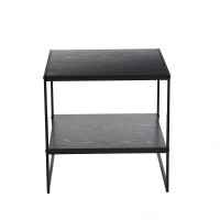 Household Essentials Black Oak Square Side Table With Shelf