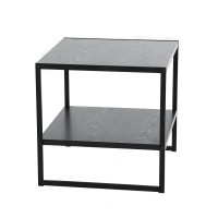 Household Essentials Black Oak Square Side Table With Shelf