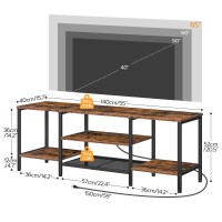 Hoobro Tv Stand With Power Outlets To 65 Inches Tv Console Table With Open Storage Shelves Industrial Media Entertainment Cent