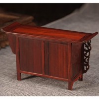 Qianwan Meditation Table Personal Wood Stand With Storage , Small Wooden Shrine Altar Cabinet Hand Carved,Meditation Buddhist Puja Statues Door And Drawer F, Brown, 11.3 X 2.76 X3.82 In