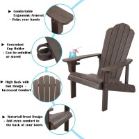 Adirondack Chair Set Of 2 Adirondack Chair Weather Resistant With Cup Holder Imitation Wood Stripes Easy To Assemble Outdoor