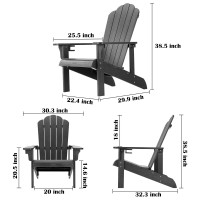 Homehua Adirondack Chair Set Of 4 Adirondack Chair Weather Resistant With Cup Holder Imitation Wood Stripes Easy To Assemble