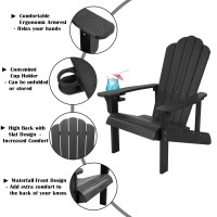 Homehua Adirondack Chair Set Of 4 Adirondack Chair Weather Resistant With Cup Holder Imitation Wood Stripes Easy To Assemble