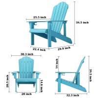 Adirondack Chair Set Of 2 Adirondack Chair Weather Resistant With Cup Holder Imitation Wood Stripes Easy To Assemble Outdoor