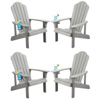 Homehua Adirondack Chair Set Of 4 Adirondack Chair Weather Resistant With Cup Holder Imitation Wood Stripes Easy To Assemble