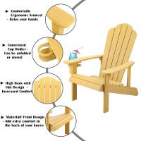 Homehua Adirondack Chair Set Of 4 Adirondack Chair Weather Resistant With Cup Holder Imitation Wood Stripes Easy To Assemble