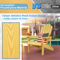 Homehua Adirondack Chair Set Of 4 Adirondack Chair Weather Resistant With Cup Holder Imitation Wood Stripes Easy To Assemble