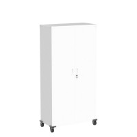 Greenvelly White Metal Cabinet With Wheels 75 Locking Storage Cabinet With Door And 4 Shelves Tall Heavy Duty Lockable Rollin