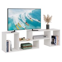 Devaise Console Tv Stand For 45 50 Inch Tv, Modern Entertainment Center Media Stand, Tv Table Storage Bookcase Shelf For Living Room, White