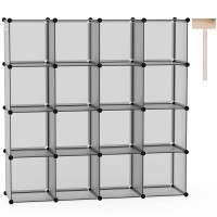 Cahome Cube Storage Organizer 16Cube Shelves Units Plastic Storage Cubes Diy Closet Organizer Modular Closet Storage Shelv