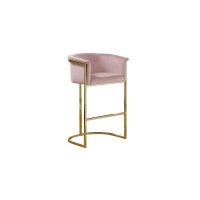 24 Pink Velvet Upholstered Counter Height with Gold Base Single