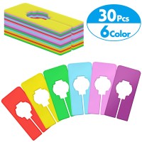 30 Pcs Closet Rack Dividers 6 Colors Rectangular Clothing Hanger Dividers With A Bonus Marker Writable Reusable For Sorting