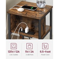 Vasagle Side Table With Charging Station 3Tier End Table With Usb Ports And Outlets Nightstand For Living Room Bedroom 118