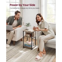 Vasagle Side Table With Charging Station 3Tier End Table With Usb Ports And Outlets Nightstand For Living Room Bedroom 118