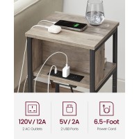 Vasagle Side Table With Charging Station 3Tier End Table With Usb Ports And Outlets Nightstand For Living Room Bedroom 118