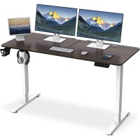 Motiongrey - Electric Motor Height Adjustable Standing Desk, Ergonomic Stand Up Desk, Adjustable Computer Sit Stand Desk Stand (White + Black, 55 Inch)