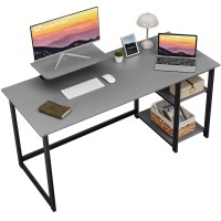 Greenforest Computer Desk With Monitor Stand,47 Inch Home Office Desk With Reversible Storage Shelves,Modern Writing Desk Study Pc Laptop Work Table,Grey