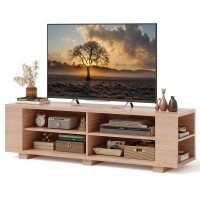 Tangkula Wood Tv Stand For Tvs Up To 65 Inch Flat Screen Modern Entertainment Center With 8 Open Shelves Farmhouse Tv Storage