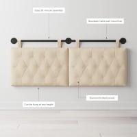 Nathan James Remi Tufted Wall Mount Hanging Upholstered Headboard, Queen, White Cloud/Black