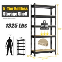 Primezone Storage Shelves 5 Tier Adjustable Garage Storage Shelving Heavy Duty Metal Storage Utility Rack Shelf Unit For Wareho