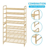 Simple Trending 4Tier Stackable Shoe Rack Expandable Adjustable Shoe Organizer Storage Shelf Wire Grid Golden Yellow