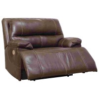 Power Recliner with Wide Seat and USB, Walnut Brown
