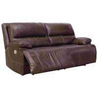 2 Seater Sofa with Power Recliner and Pillow Top Arms, Walnut Brown