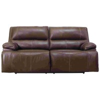 2 Seater Sofa with Power Recliner and Pillow Top Arms, Walnut Brown