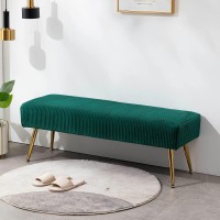 Furniliving Modern Velvet Ottoman Bench, Entryway Bench With Padded Seat And Gold Metal Legs, Upholstered Tufted Fabric Indoor Bench Footrest Ottoman For Foyer Living Room (Velvet-Atrovirens)