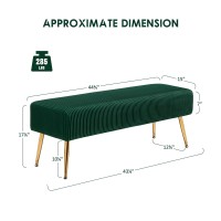 Furniliving Modern Velvet Ottoman Bench, Entryway Bench With Padded Seat And Gold Metal Legs, Upholstered Tufted Fabric Indoor Bench Footrest Ottoman For Foyer Living Room (Velvet-Atrovirens)