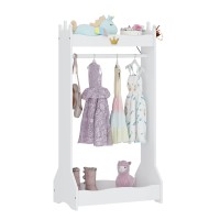 Utex Kids Dress Up Storage, Kids' Costume Organizer Center, Open Hanging Armoire Closet, Kids Armoire With Rack For Toddler 3 Age+, White