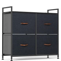 Waytrim Dresser For Bedroom With 4 Drawers, Wide Storage Drawer Organizer, Wide Chest Of Drawers For Bedroom, Hallway, Entryway, Tv Stand With Steel Frame&Wood Tabletop - Dark Indigo