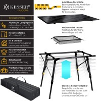 Kesser Folding Camping Table, Camping Table With Aluminium Frame, Roll-Up Table, Folding Table With Height Adjustment Incl. Carry Bag With Strap, 90 X 53 Cm - Up To 30 Kg