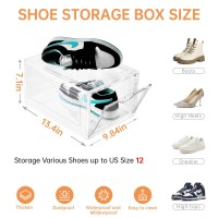 Insty 12 Pack Shoe Storage Boxes Stackable Clear Boxes With Doors Organizer Containers For Sneakers Fit Us Menswomens Siz