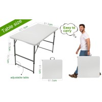 Rainberg 4Ft (120Cm X 60Cm) Heavy Duty Plastic Folding Table, Picnic Table, Camping Table, Garden Table, Outdoor Diner, Bbq Table. (White, 4Ft (120Cm X 60Cm) Table)