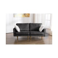 Lilola Home Theo Velvet Loveseat with Pillows