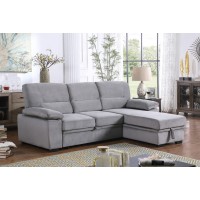 Lilola Home Kipling Velvet Fabric Reversible Sleeper Sectional Sofa Chaise