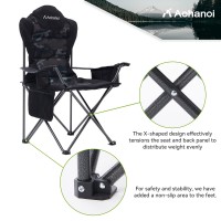 Aohanoi Camping Chairs For Heavy People, Folding Chairs For Outside Outdoor Folding Chairs With Cup Holder & Cooler Bag, Camp Chairs Supports Up To 300Lbs (1 Pc, Camo)