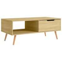 vidalXL Scandinavian Style Rectangular Coffee Table Durable Engineered Wood and MDF Construction Sonoma Oak Color