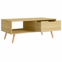 vidalXL Scandinavian Style Rectangular Coffee Table Durable Engineered Wood and MDF Construction Sonoma Oak Color