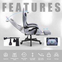 Dowinx Gaming Chair Fabric With Pocket Spring Cushion Massage Game Chair Cloth With Headrest Ergonomic Computer Chair With Foo