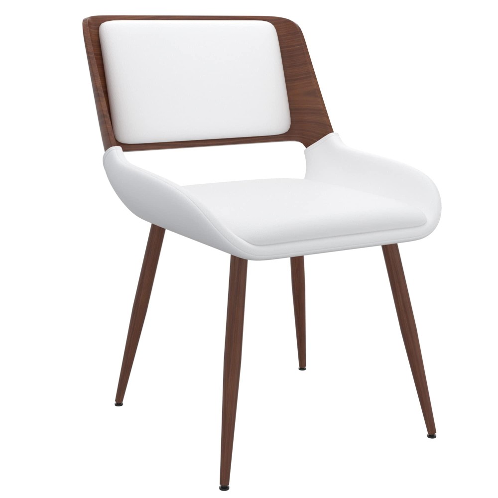 Yelena Mid-Century Modern Faux Leather Side Chair In White