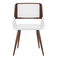 Yelena Mid-Century Modern Faux Leather Side Chair In White